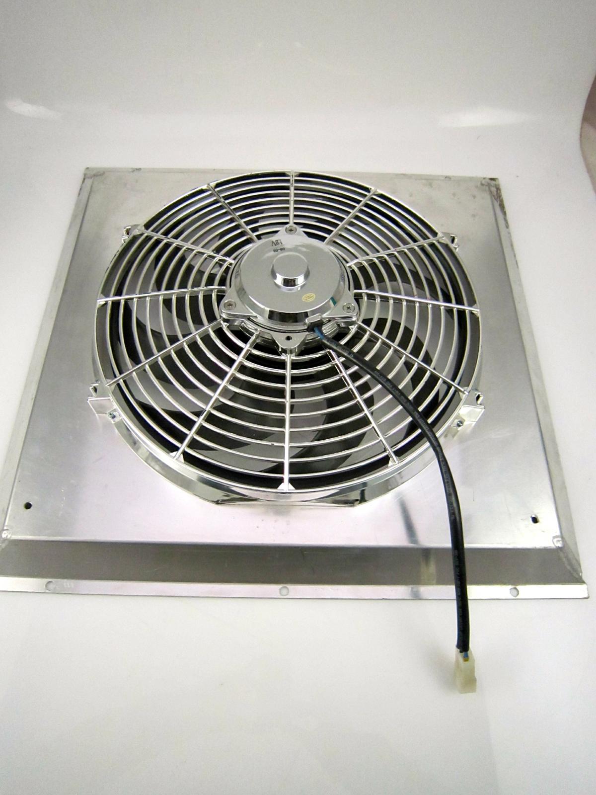 Chrome Electric Radiator Cooling Fan w Fabricated Aluminum Shroud