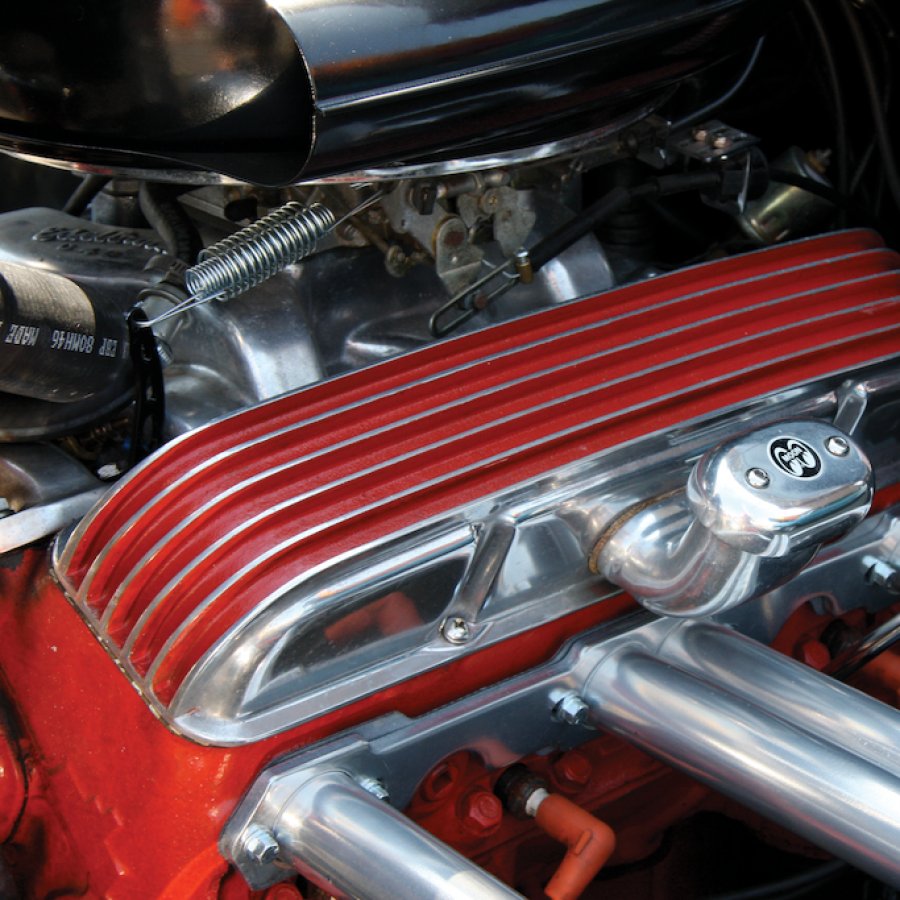 Nostalgic Polished Aluminum Finned Tall Valve Covers Fit Chevy 327