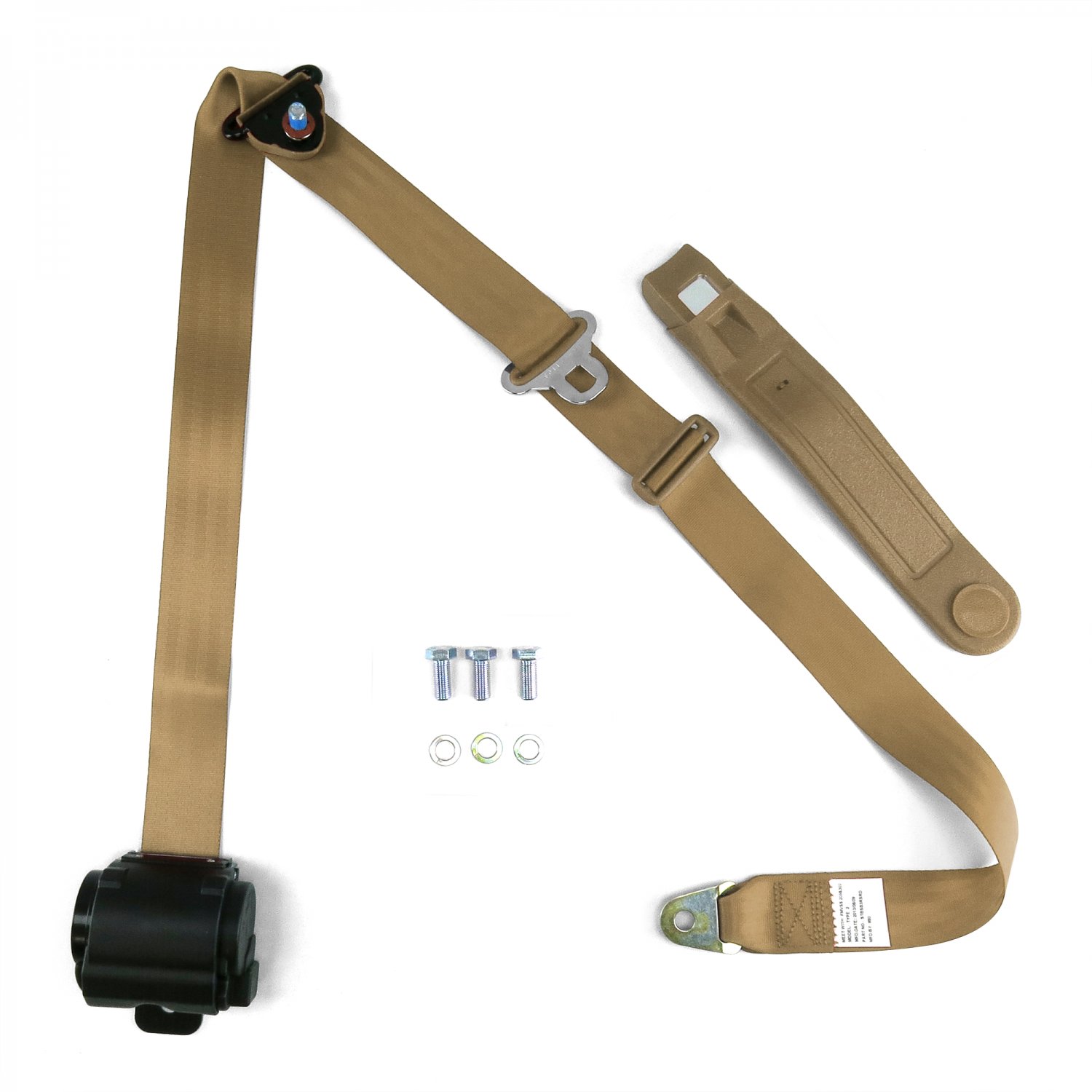 3 Point Tan Retractable Seat Belt with bolts eBay