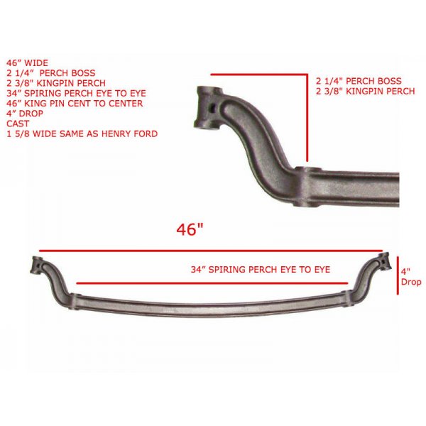 Hot Rod 46" I Beam Solid Axle w/ 4" Drop Axle 1 5/8 Wide Same As Henry