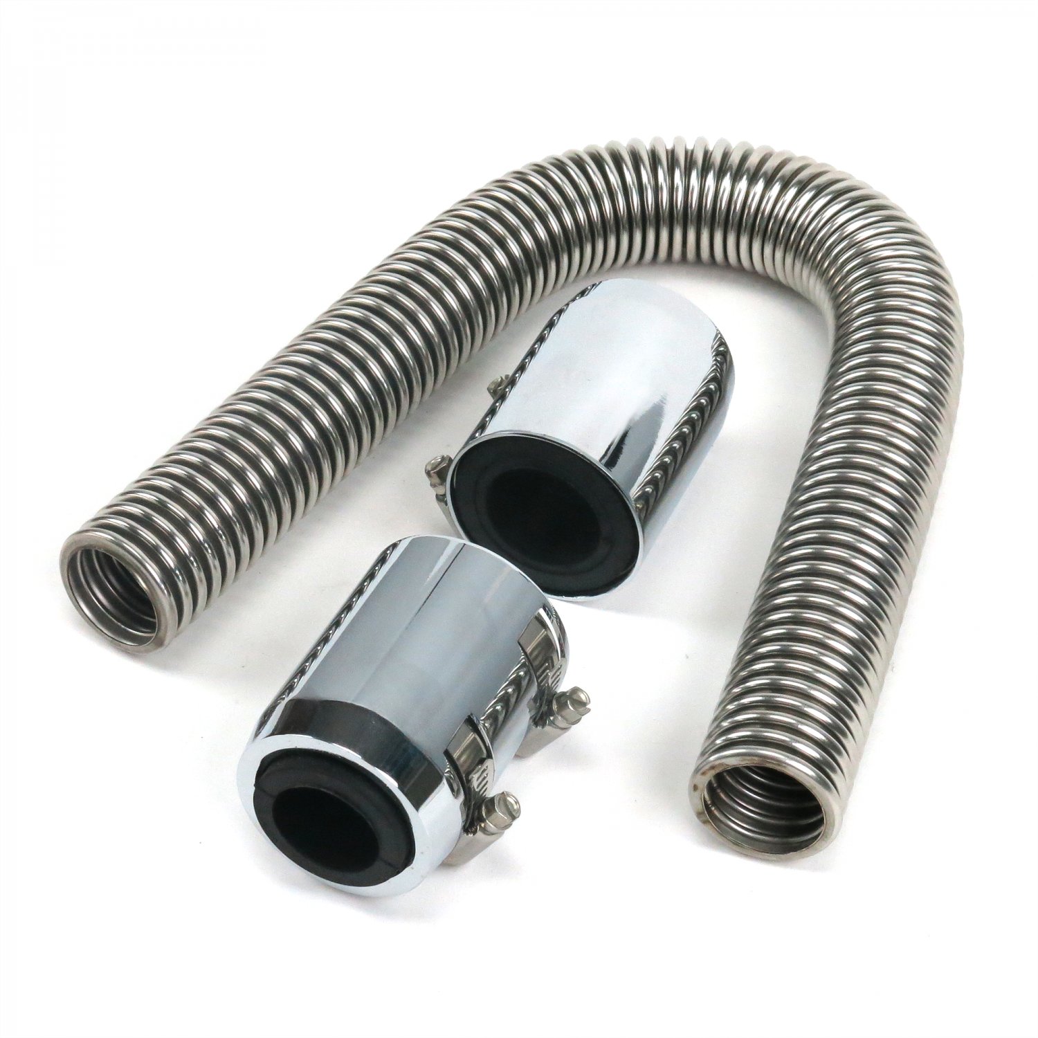 24" Flexible Stainless Steel Upper or Lower Radiator Hose Kit w/ Chrome