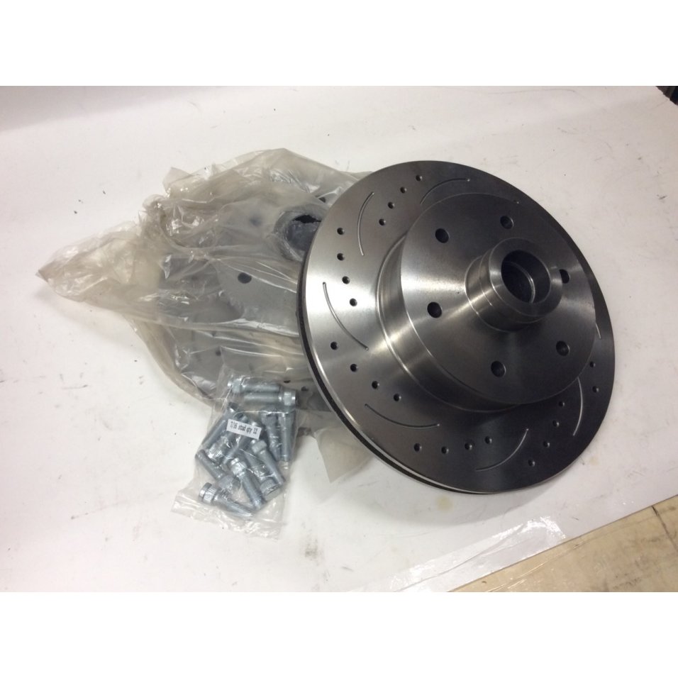 Mustang II Slotted Cross Drilled Coated Brake Rotors FORD 5 x 4.5 lug