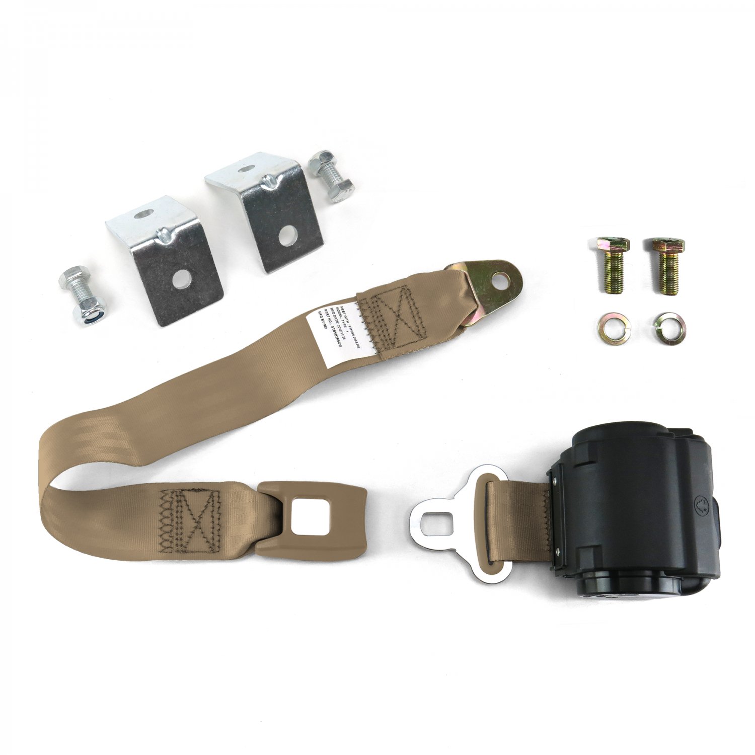 2pt Tan Retractable Standard Buckle Seat Belt w/ Anchor Mounting Kit eBay