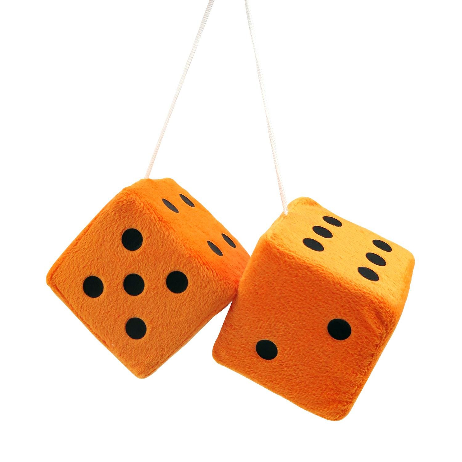 VPADICEORBK PLUSH 3&quot; Orange Fuzzy Dice with Black Dots 12