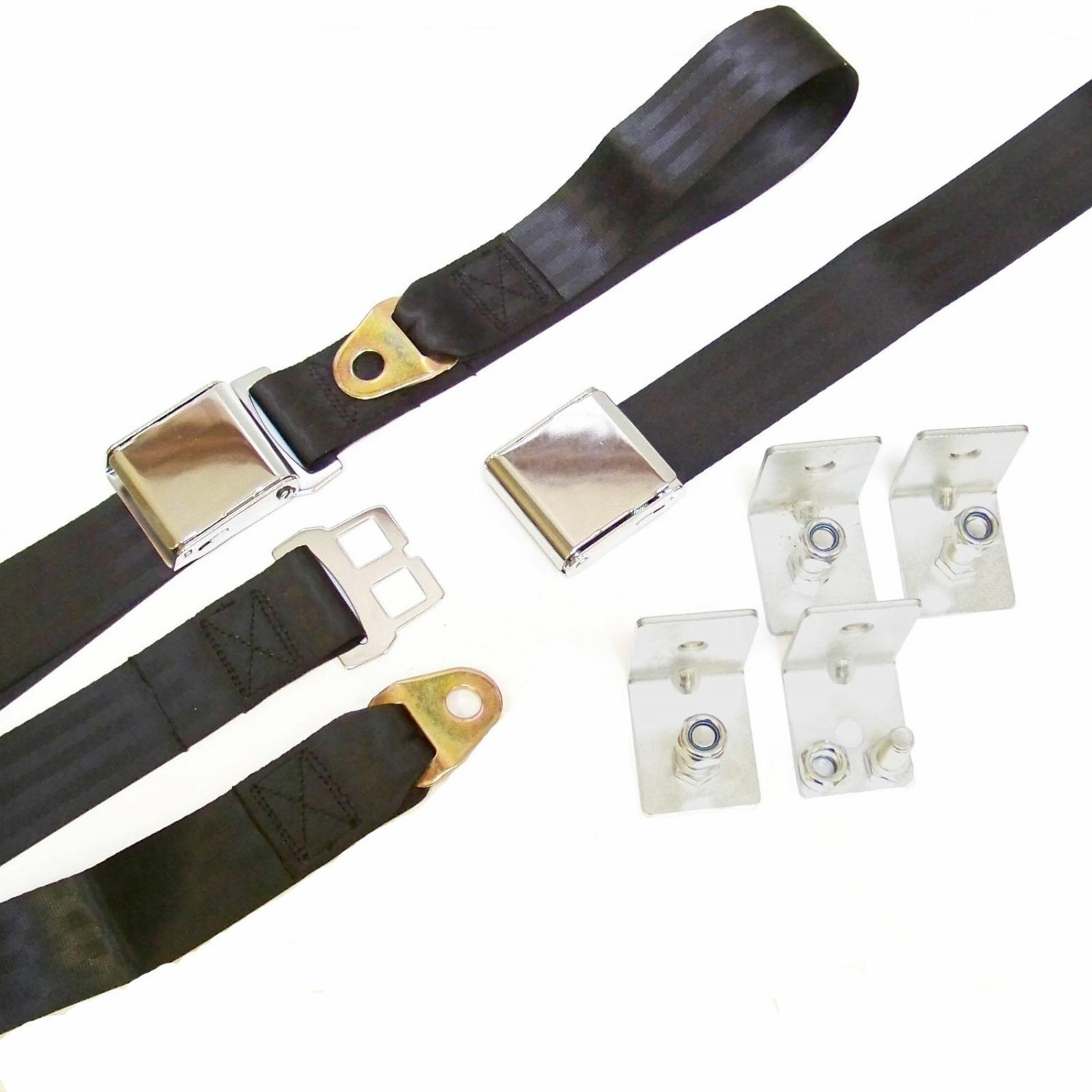 Black Airplane 2Point Lap Seat Belt Retrofit Kit (PER SINGLE BELT) ATW853