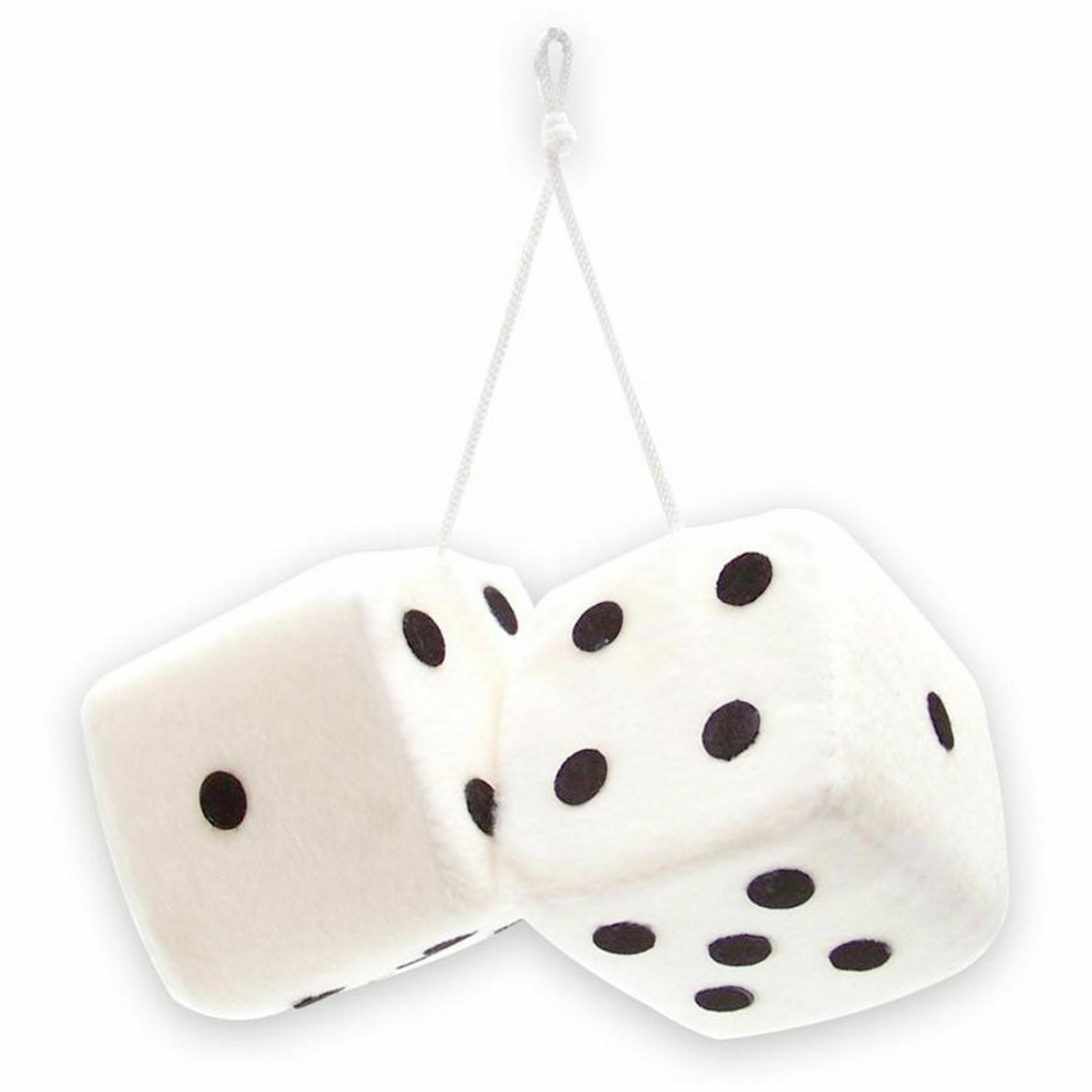 CLEAN Fuzzy Car Dice WHITE BIG 3inches eBay