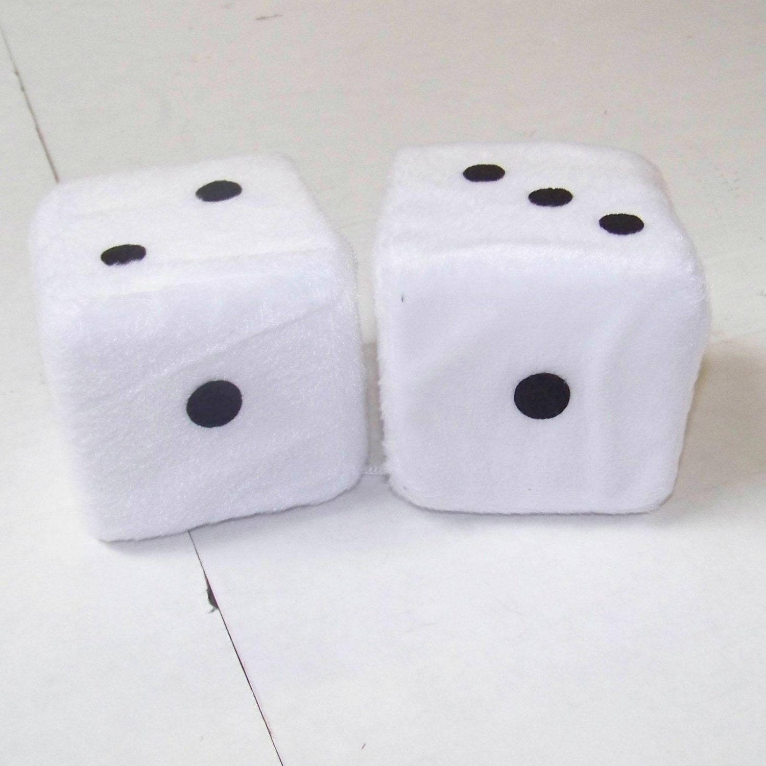 CLEAN Fuzzy Car Dice WHITE BIG 3inches eBay