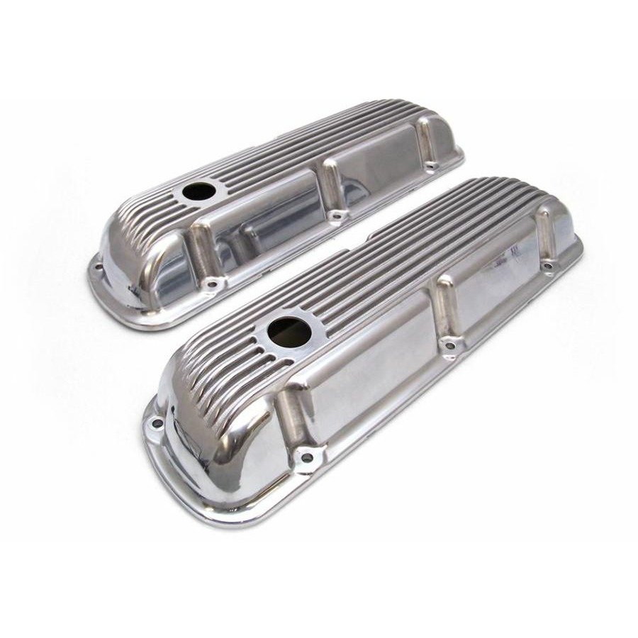 289 302 351W SBF NO HOLE SB Ford Polished Aluminum Tall Smooth Valve Covers