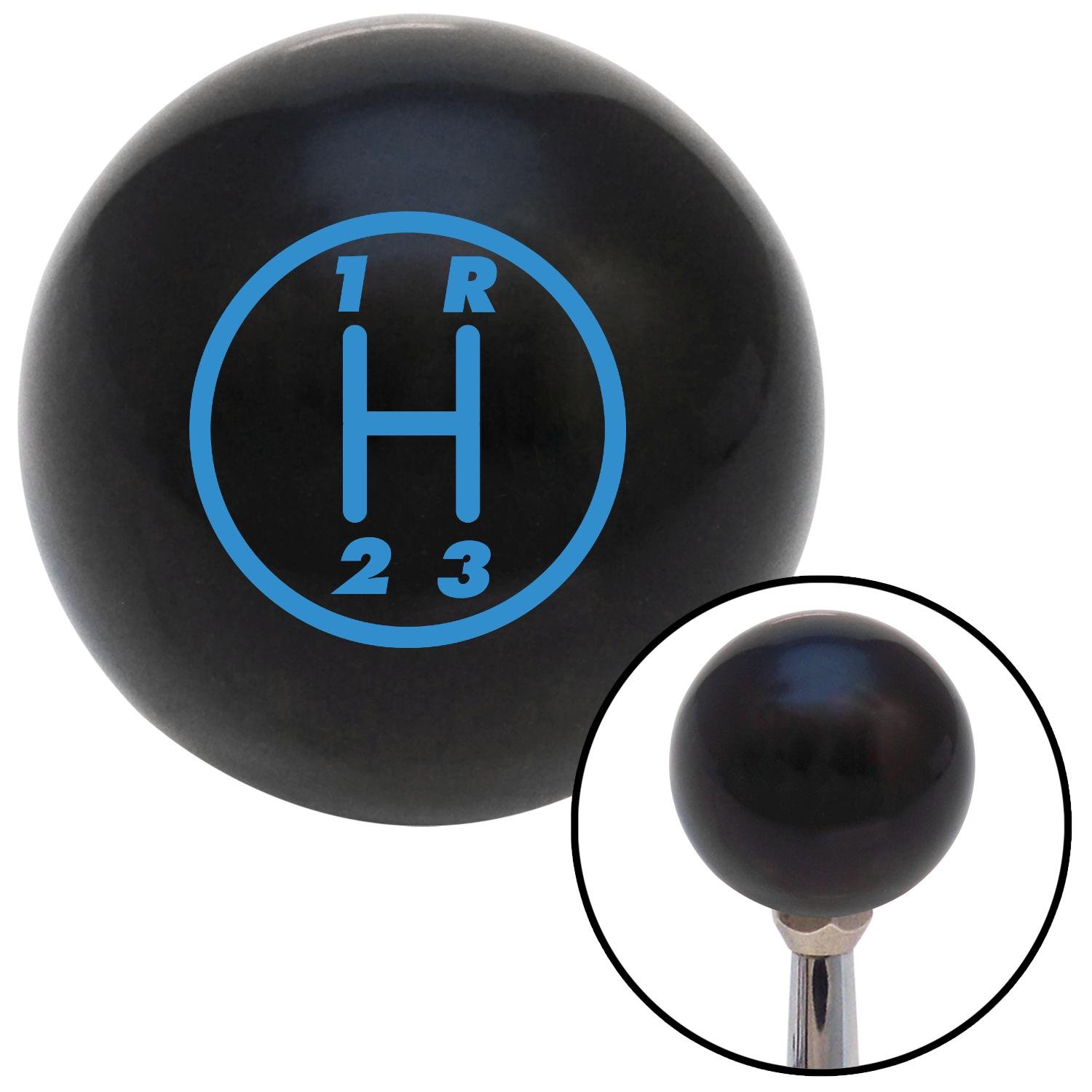 Blue 3 Speed Shift Pattern - 3RUR Black Shift Knob w/ M16x1.5 Insert ...