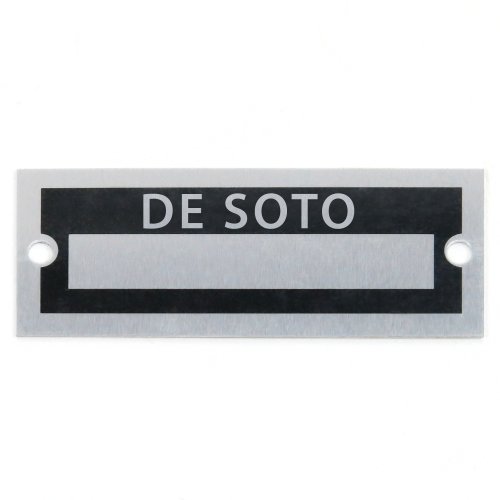 Custom Identification Data Plate Serial Number ID Tag DeSoto