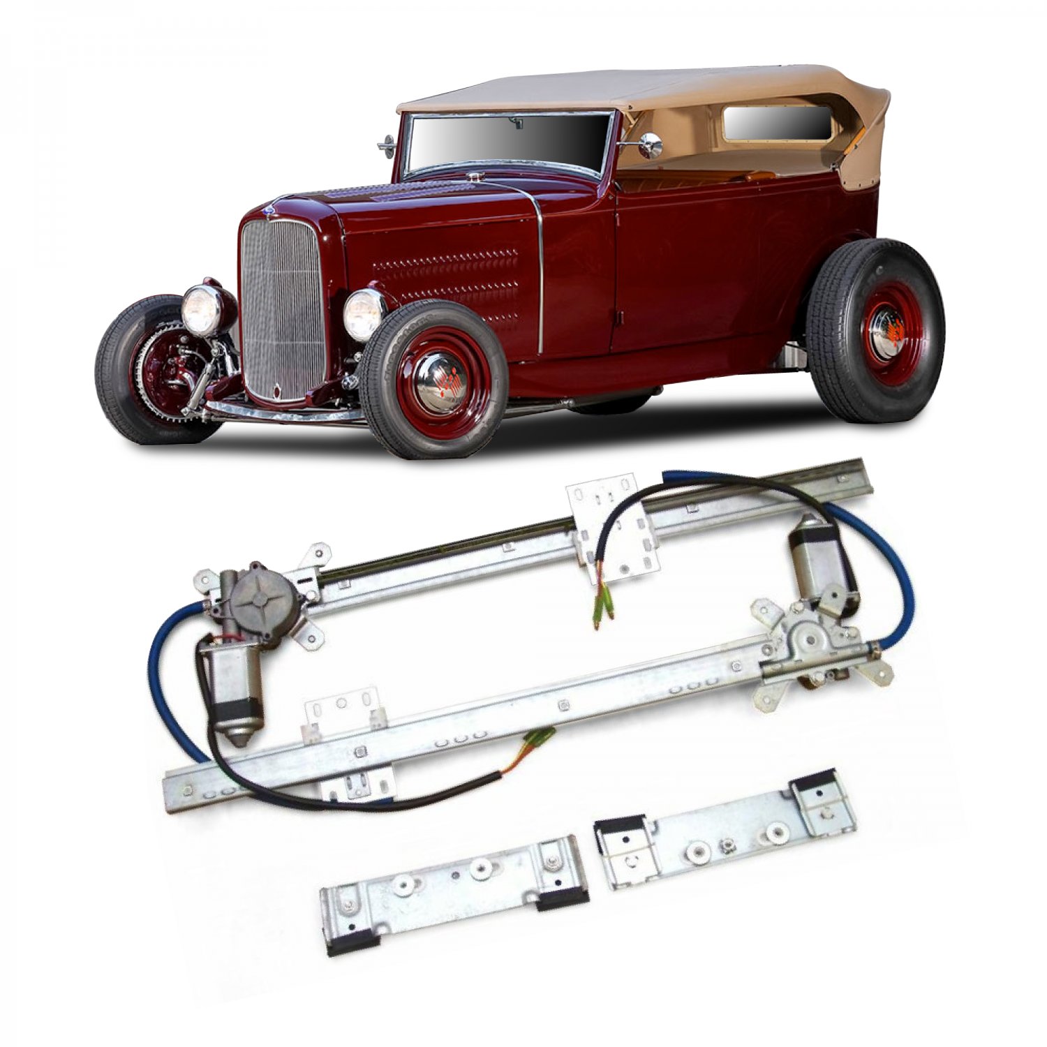 2 Door Flat Glass Elecrtic Power Window Conversion Kit for 1931 Model A ...